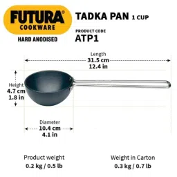 Hawkins Futura 1 Cup Hard Anodized Spice Heating Tadka Pan, ATP 1 (Pack of 2) image 3