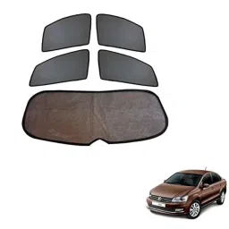 Kozdiko 4 Pcs Black Car Half Magnetic Sunshade Set with Dicky Curtain for Volkswagen Vento-picture-39
