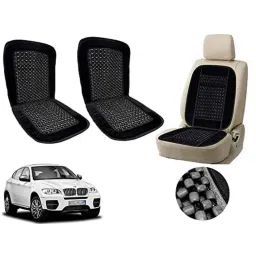 Auto Pearl PU, Velvet &a; Wooden Beads Black Rectangular Seat Cushion for BMW X5 (Pack of 2 )-picture-10