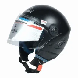 Stallion BLK K10 Open Face Matte Black Motorbike Helmet, Size: M-picture-11