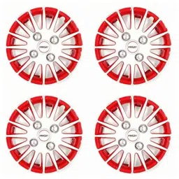 Prigan 4 Pcs 14 inch Polypropylene White &a; Red Wheel Cover Set for Nisaan Micra, Camry-Wr-14-Micra-picture-29