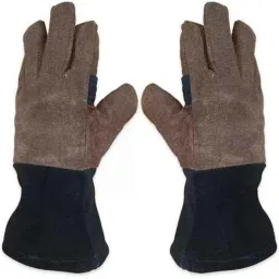 Ozswell 12 inch Leather Brown &a; Black High Temperature MIG Welding Safety Gloves, Size: M (Pack of 100) image 5