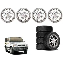 Auto Pearl 4 Pcs 15 inch ABS Silver Press Type Car Wheel Cover Set with Retention Ring for Tata Sumo Grande image 2
