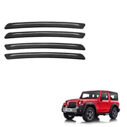 Kozdiko 4 Pcs Rubber Black Car Bumper Protector Set with Chrome Strip for Mahindra Thar 2021-Present-picture-21