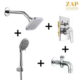 ZAP Deluxe 3435 4 Pcs Hand Shower, Overhead Shower, Tipton Spout &a; Divertor Set image 2