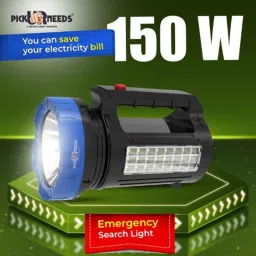 Pick Ur Needs 150W+24 SMD Blue Rechargeable LED Torch with Emergency Light, EL-697 image 3