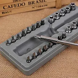 ATHRZ 28 Pcs Multipurpose Steel Alloy Screwdriver Bit Set with Solid Plastic Slotted Case, 28PCTK image 3