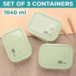 The Better Home 1040ml Green Borosilicate Glass Lunch Box (Pack of 3) image 2