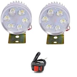 AOW LED Small Round Auxiliary Bike Fog Lamp Light Assembly White (Set of 2) with Switch for Bullet Electra 350-picture-13
