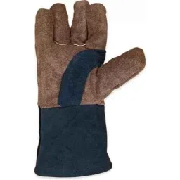 Ozswell 12 inch Leather Brown &a; Black High Temperature MIG Welding Safety Gloves, Size: M (Pack of 20) image 2