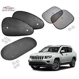Auto Pearl 5 Pcs PVC &a; Mesh Black Window &a; Rear Sun Shade Set for Jeep Compass, Curtain_Chipkoo_5_JCompass-picture-35