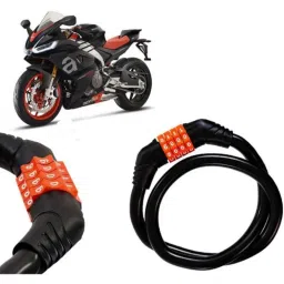 Auto Pearl Black &a; Orange 4 Digit Anti-Theft Combination Number Lock for RS 660-picture-11
