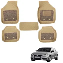 Kozdiko 5 Pcs Waterproof &a; Luxury 7D Beige Leatherette Car Floor Mats Set for Audi A4-picture-22