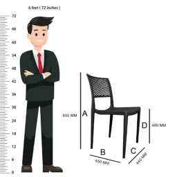 Diya Spring Black Solid Back Plastic Chair without Arm image 5