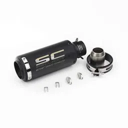 RA Accessories Black SC Mini with Silver Strip Silencer Exhaust for Yamaha Crux-picture-23