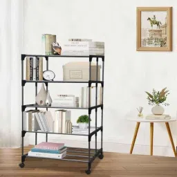 Urban Choice 5 Tier Open Metal Frame Storage Rack with Wheels image 2