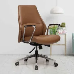 Evok Adam Leather Camel Mid Back Office Executive Chair, FFOFOCMNMTCM69424D image 5