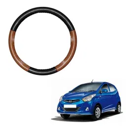 Enexoya PU Leather Black &a; Tan Stichable Steering Cover for Hyundai Eon, SC105811 image 2