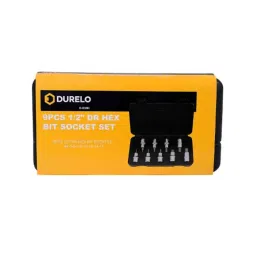 Durelo 9 Pcs 1/2 inch Metal Drive Hex Bit Socket Set, ‎D-BS9H image 2