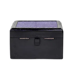 Contrast Living Black Floral Painted Wooden Decorative Jewellery Box image 4