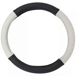 Edylinn 14.5-15.5 inch Faux Leather Black &a; Grey Medium Steering Wheel Cover for Ford Figo New-picture-34