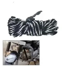 Znee Smart ZSD3WT Nylon White &a; Black Leg Guard Crash Guard Rope for Bikes (Pack of 2) image 2