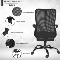 White Clouds Enterprise Sigma Black High Back Ergonomic Office Chair with Mesh, 29 image 4