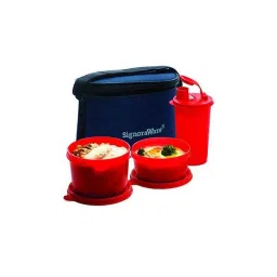 Signoraware Deep Red 1130 ml Trio Lunch Box with Bag, 525 image 2
