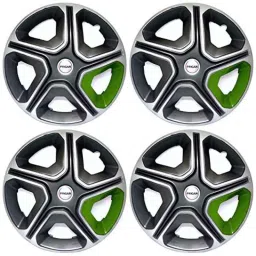 Prigan 4 Pcs 16 inch Polypropylene Grey, Silver &a; Green Press Fitting Car Wheel Cover Set for Maruti Suzuki Brezza image 2
