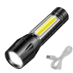 Pick Ur Needs 9W Black Rechargeable Emergency LED Laser Torch with Zoomable &a; 3 Modes COB, EL-Mini Torch-picture-19