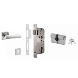 Dorset ML Series Eden 70mm Stainless Steel Door Handle Lock Set with Both Side Key Cylinder (Pack of 3)-picture-46