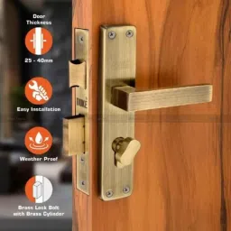 Duke 8 inch 25-40mm Brass Mortise Lock Set with 3 Keys &a; Brass Cylinder, 302+1005BACYOSK image 3