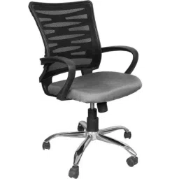 Furniturstation Leatherette Black &a; Grey Ergonomic Mesh Low Back Office Chair, SB_MESH -02_ 2 IN 1 GYBK-picture-10