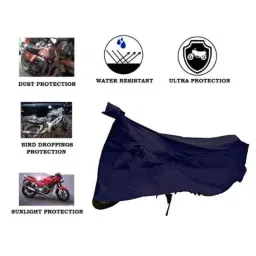 Riderscart Polyester Blue Waterproof Two Wheeler Body Cover with Storage Bag for Hero Karizma ZMR STD image 3