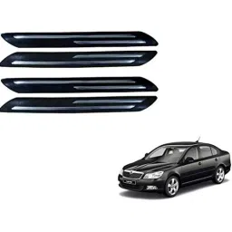 Kozdiko 4 Pcs PVC Black Double Chrome Finish Car Bumper Protector Set for Skoda Laura-picture-41