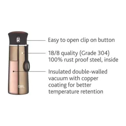 Borosil Travelease 360ml Stainless Steel Brown Hydra Vacuum Insulated Flask Water Bottle, BT360BN113 image 2