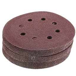 H9 50 Pcs 125mm P60 8 Hole Aluminium &a; Rubber Hook &a; Loop Sanding Disc Sandpaper Set-picture-43
