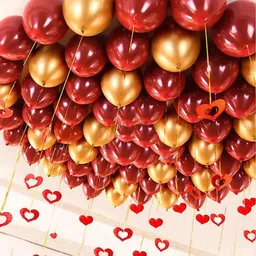 gaurik Solid Metallic Red And Gold Balloons Pack of 50 Balloon and 2 ribbon free for party and celebartion Balloon-picture-19