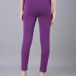 comfort lady Women Regular Fit Purple Cotton Blend Trousers image 2