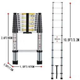 Equal 150kg 10 Steps 10.5ft Aluminium Black Extension Telescopic Ladder, EALT-032 image 4