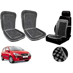 Auto Pearl PU, Velvet &a; Wooden Beads Grey Rectangular Seat Cushion for Hyundai Getz (Pack of 2 )-picture-36