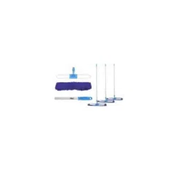 Amsse AM 1001 ACRYLIC REGULAR- Dry Mop Frame Foldable 45 Cm with Blue Acrylic Mop 45 cm Regular and 140 cm Long Blue Aluminium Handle-picture-18