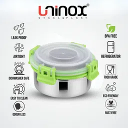 uninox Stainless steel lock n lock green color containers 325ml Set of 8 Containers Lunch Box image 3