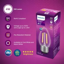 Philips Filament Candle 4W E27 6500K Cool Day White LED Bulb (Pack of 4) image 3