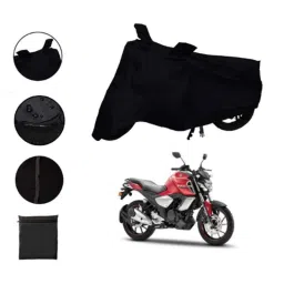 Riderscart Polyester Black Waterproof Two Wheeler Body Cover with Storage Bag for Yamaha FZS-FI V3 STD image 2