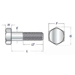 Caparo Metric M6x45mm Half Threaded Hex Head Bolt Screw, Grade: 8.8/10.9 (Pack of 200) image 3
