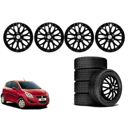 Auto Pearl 4 Pcs 14 inch Polypropylene Black Press Type Car Wheel Cover Set with Retention Ring for Maruti Suzuki Ritz Type 2 2015-2017, WC14in_VIVA_Black_RitzTyp2_2015_17 image 2