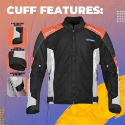 AllExtreme Turbo Polyester Orange Bike Riding Jacket, Size: XL image 3