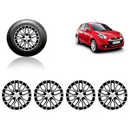 Auto Pearl 4 Pcs 14 inch ABS Silver &a; Black Press Type Fitting Car Wheel Cover Set for Renault Pulse-picture-32