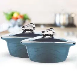 Trueware Zinna 2 Pcs Blue Mirror Finish Casserole Set, Capacity: 1000 ml &a; 1000 ml image 2